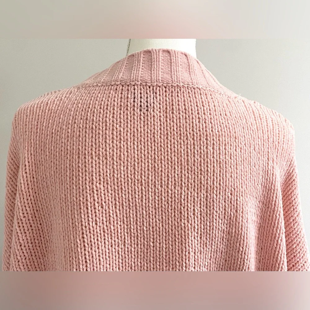 Aerie Womens S Pink Oversized Long Sleeve V-Neck Sweater Boho Cottage Cabincore - Picture 5 of 15